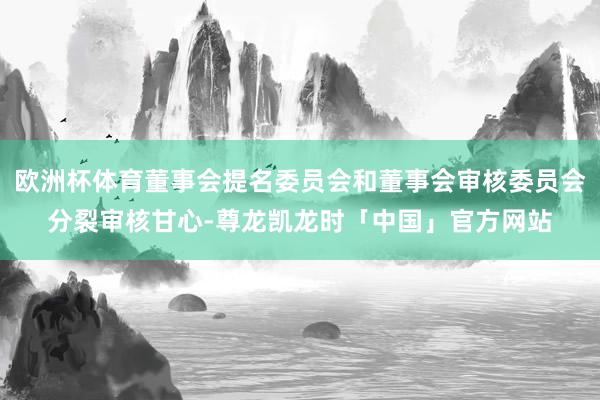 欧洲杯体育董事会提名委员会和董事会审核委员会分裂审核甘心-尊龙凯龙时「中国」官方网站