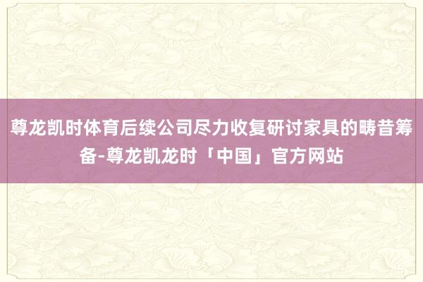 尊龙凯时体育后续公司尽力收复研讨家具的畴昔筹备-尊龙凯龙时「中国」官方网站