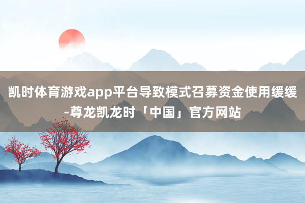 凯时体育游戏app平台导致模式召募资金使用缓缓-尊龙凯龙时「中国」官方网站