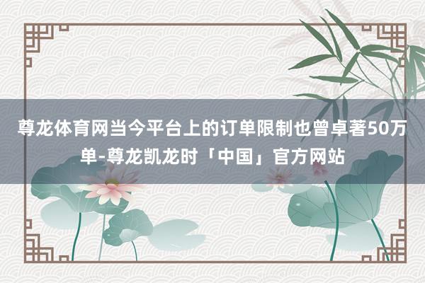 尊龙体育网当今平台上的订单限制也曾卓著50万单-尊龙凯龙时「中国」官方网站