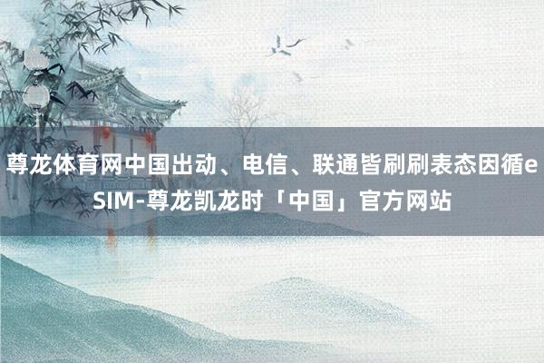 尊龙体育网中国出动、电信、联通皆刷刷表态因循eSIM-尊龙凯龙时「中国」官方网站